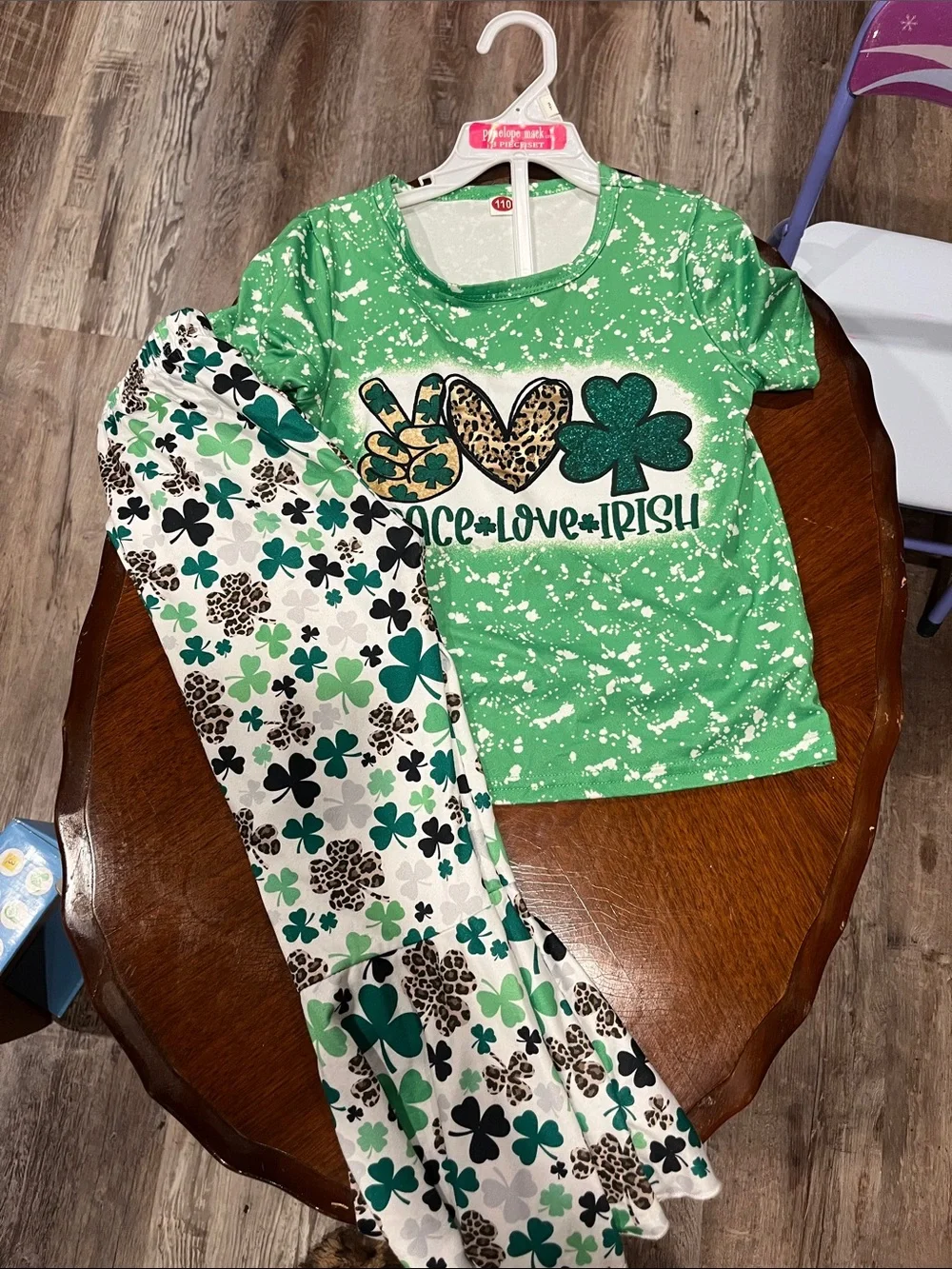 Kids Green 'Peace Love Irish' set